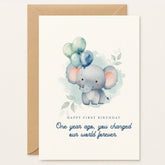 First Birthday Card – Watercolor Elephant - Greeting Card